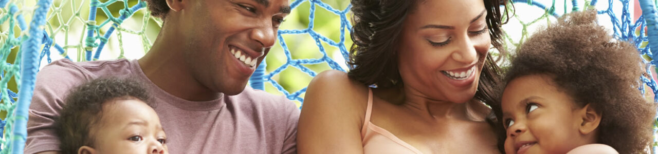 Family smiling and hugging